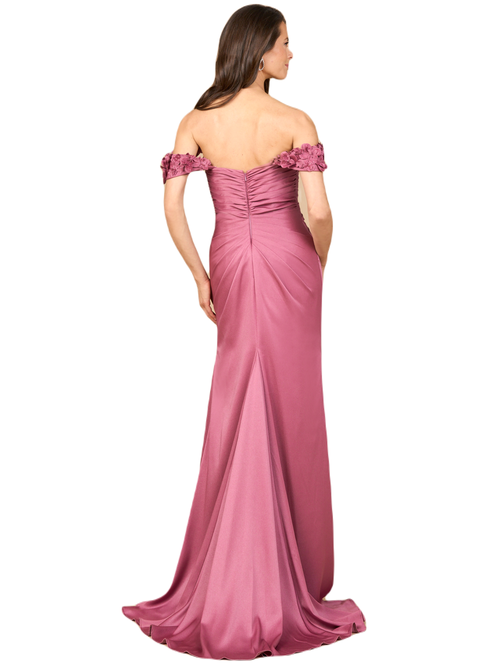 Lara New York Off Shoulder Crepe Gown In Dark Rose