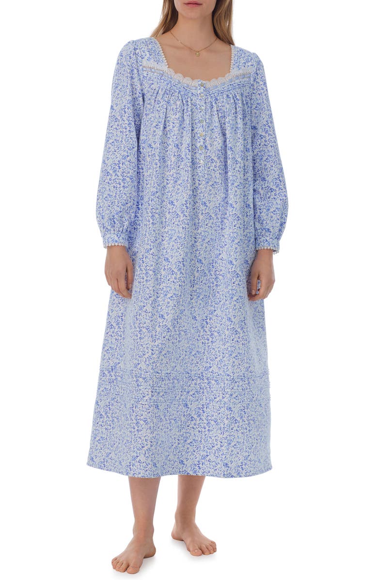 Eileen West Long Sleeve Cotton Flannel Ballet Nightgown, Main, color, 