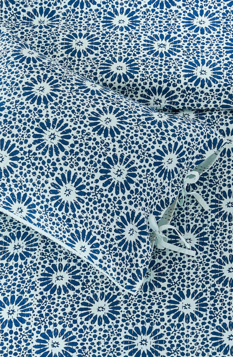 MELANGE HOME Flower Burst Kantha Cotton Coverlet, Alternate, color, Indigo