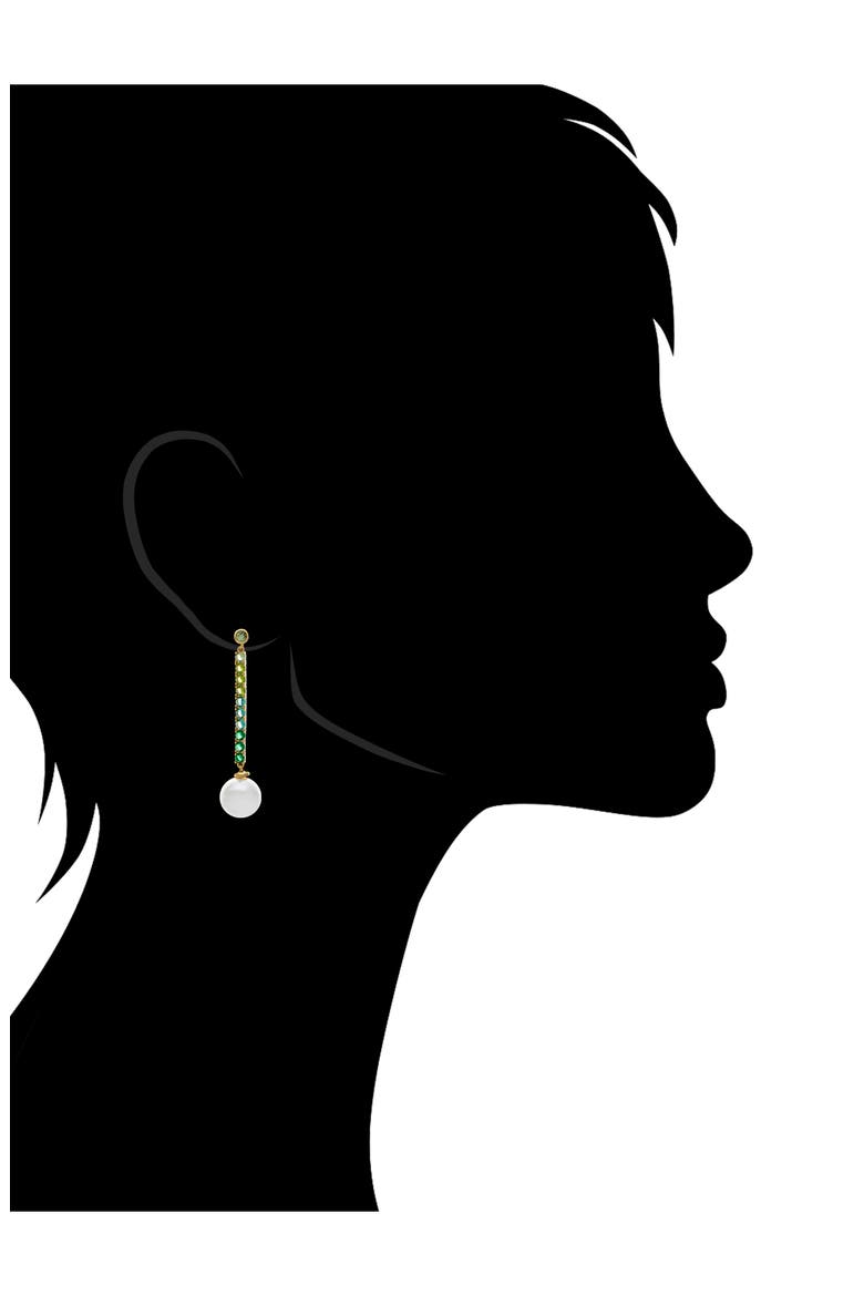 Cubic Zirconia & Faux Pearl Drop Earrings, Alternate, color, EMERALD/ PEARL