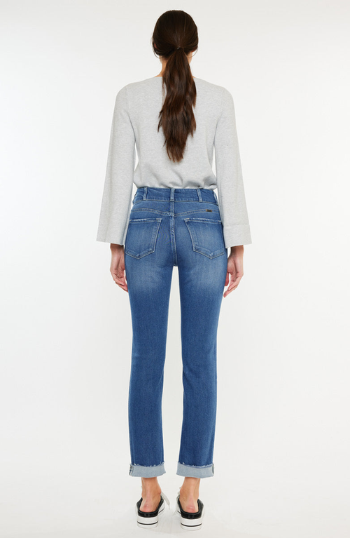 Kancan Esme Essentials High Rise Slim Straight Leg Jeans In White