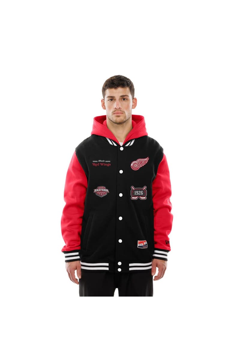 New Era Men
s New Era Black/Red Detroit Red Wings Full-Snap Fleece Hoodie Jacket, Alternate, color, Black