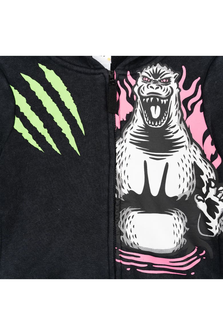 Fleece Zip Up Hoodie, Alternate, color, Godzilla Charcoal