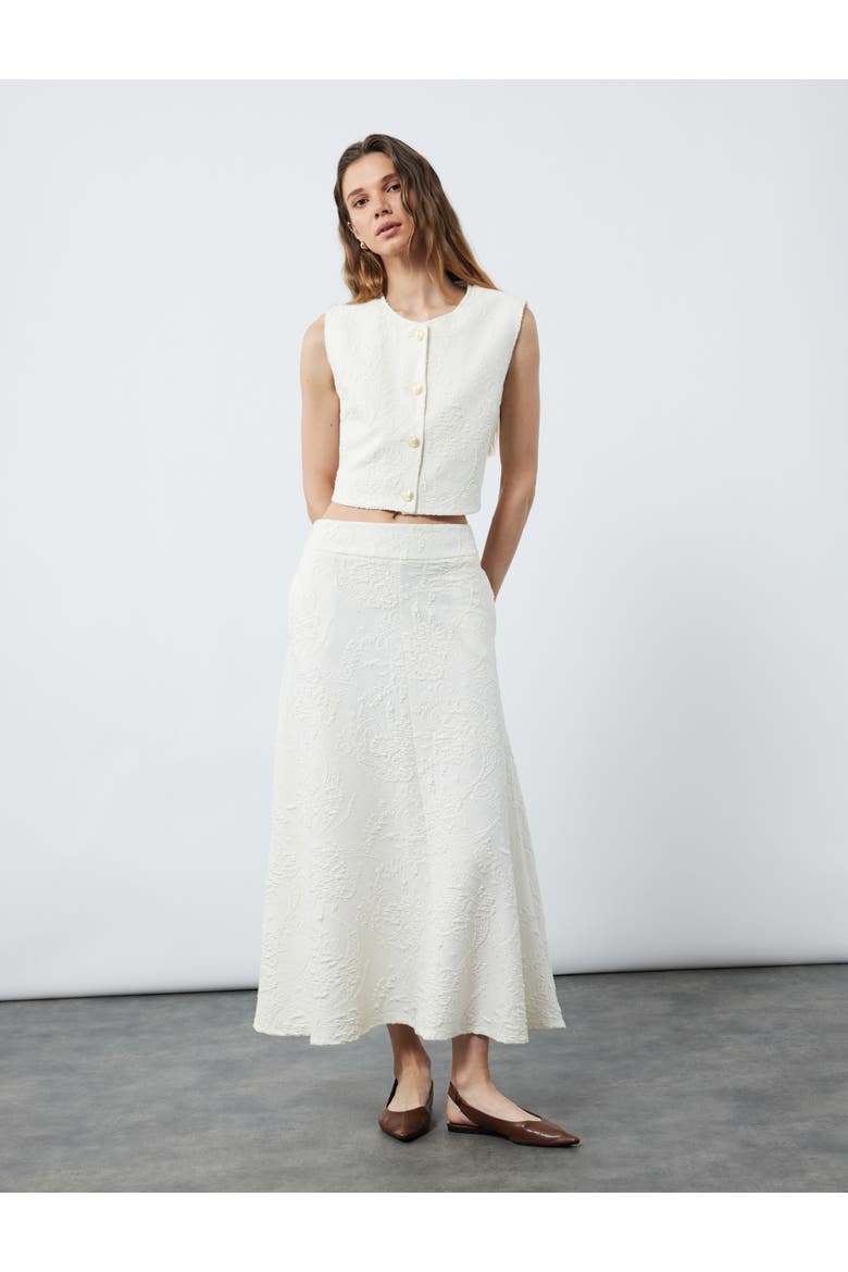 Maxi Flared Skirt, Main, color, ECRU