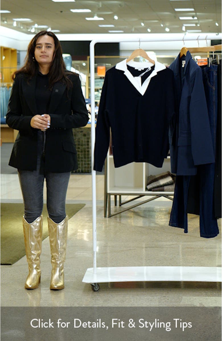 Wool & Cashmere Contrast Johnny Collar Sweater, sales video thumbnail