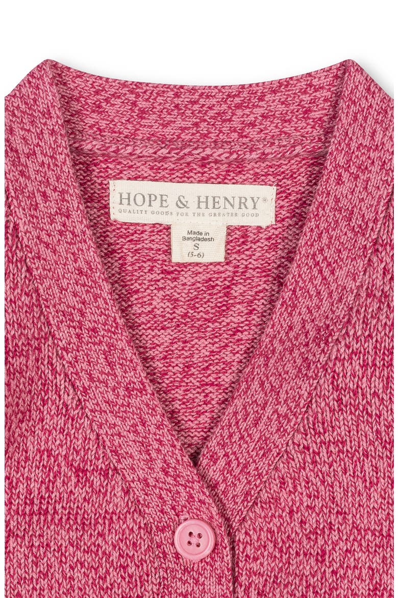 Kids' Organic V-Neck Cardigan Sweater, Alternate, color, Vivid Pink Marl