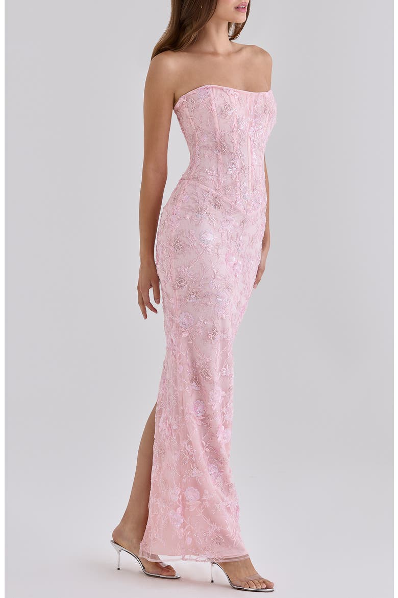 Anisa Hand Beaded Strapless Maxi Dress, Alternate, color, CRYSTAL PINK