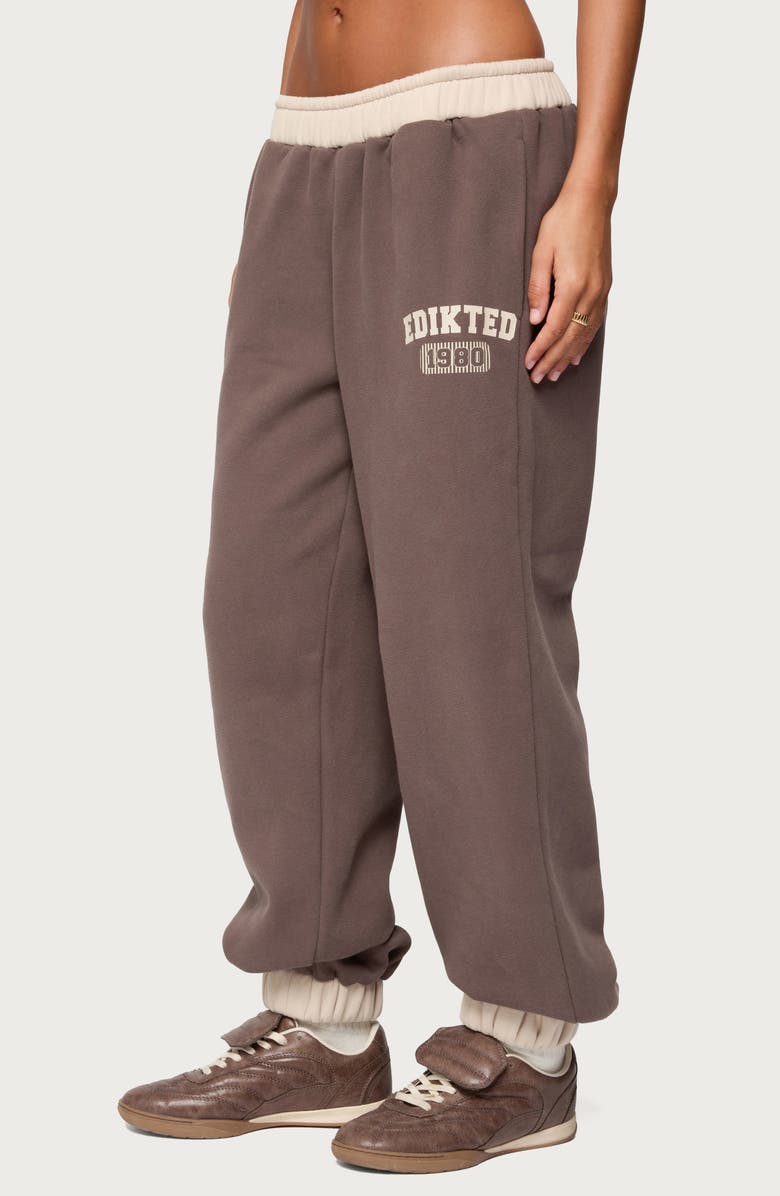EDIKTED 1980 Logo Sweatpants, Alternate, color, Brown