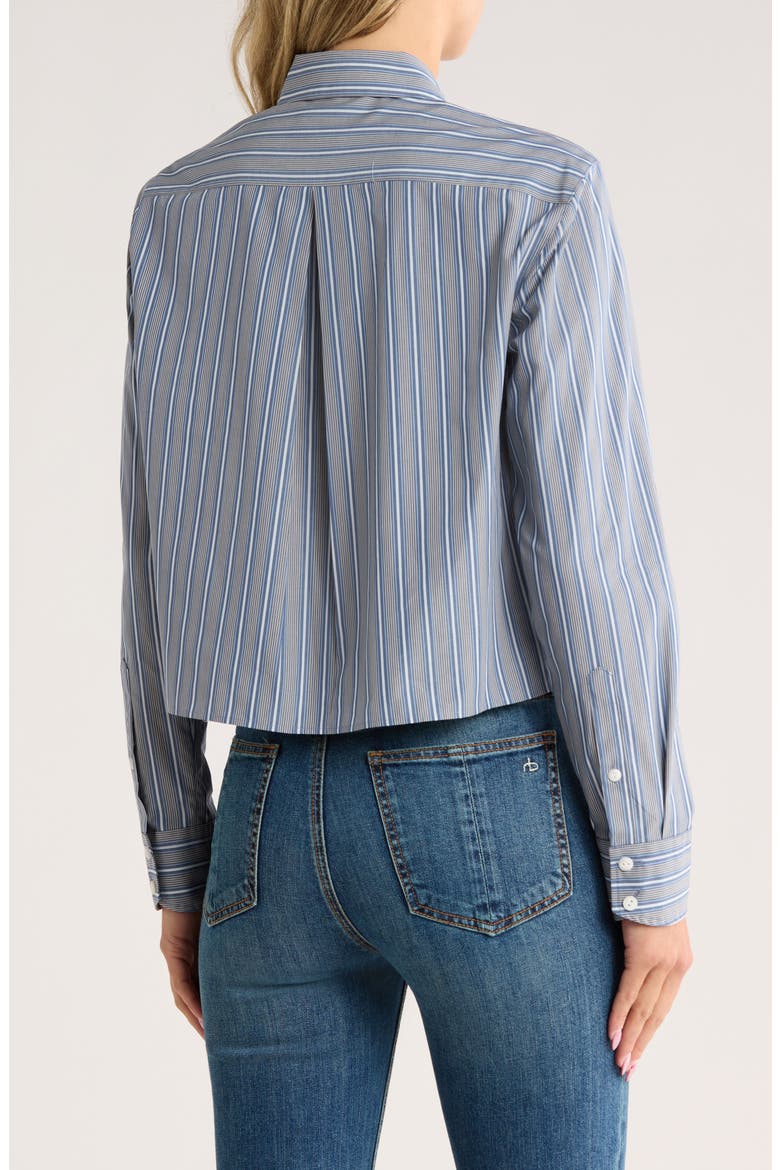 Mina Stripe Crop Cotton Shirt, Alternate, color, BLUE MULTI STRIPE