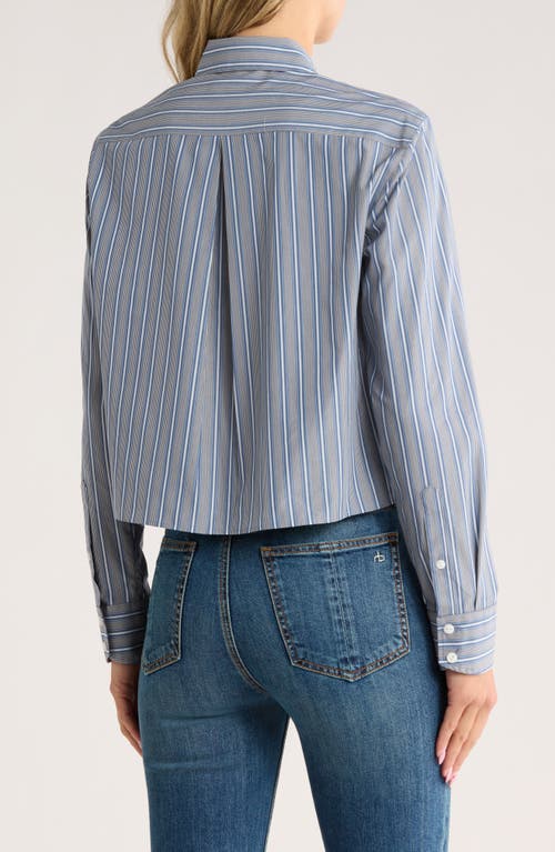 Rag & Bone Mina Stripe Crop Cotton Shirt In Blue