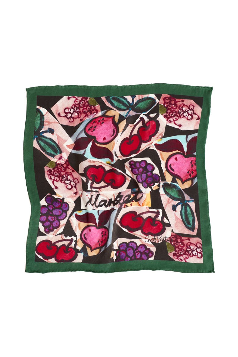 "Little Egret" Silk Pocket Square, Alternate, color, Green
