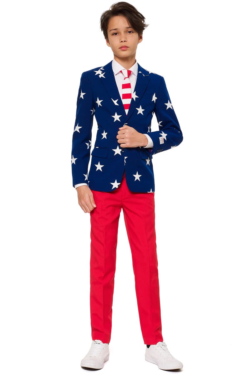 OppoSuits Stars & Stripes Two-Piece Suit with Tie, Main, color, 