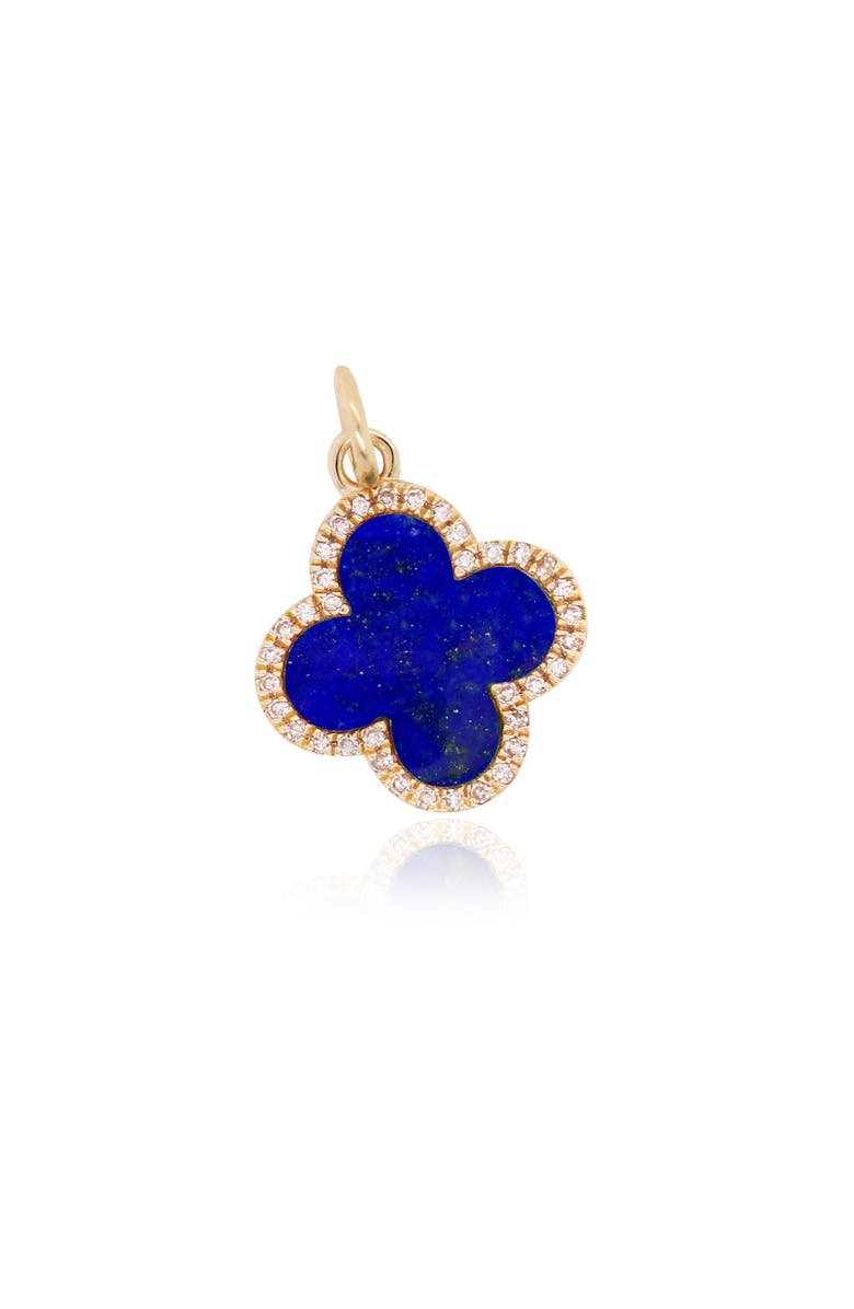 The Lovery Fine Jewelry Large Lapis Diamond Clover Charm, Main, color, Lapis