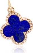 The Lovery Fine Jewelry Large Lapis Diamond Clover Charm