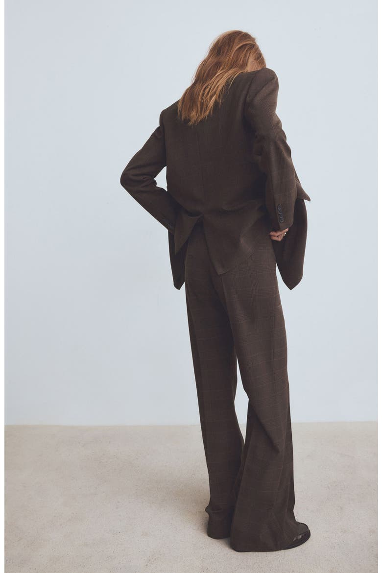 Check Print Straight Leg Suit Pants, Alternate, color, BROWN