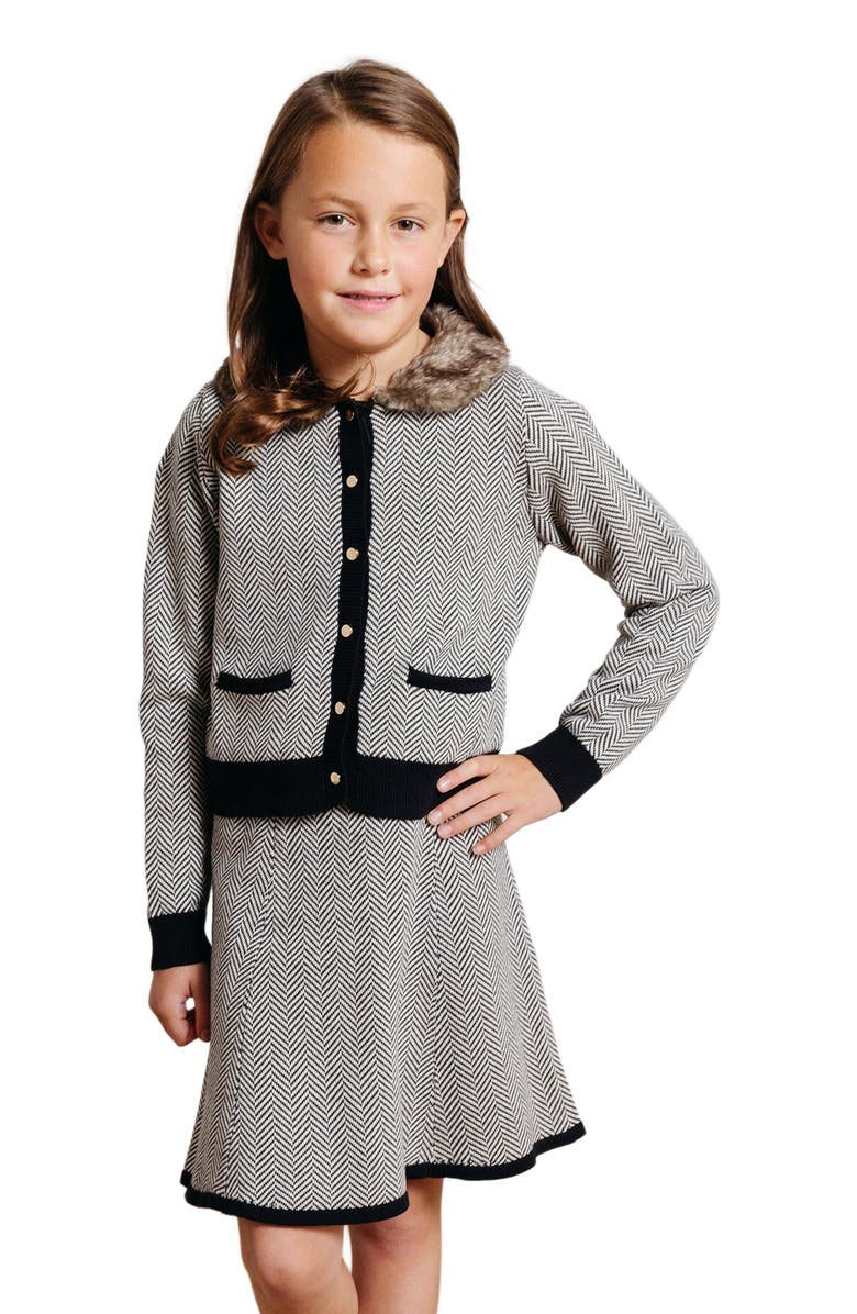 Hope & Henry Baby Girls' Faux Fur Cardigan and Skirt Sweater Set, Infant, Main, color,