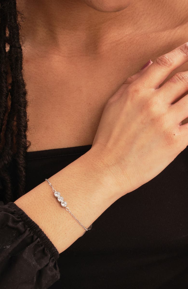 Sterling Forever Silver Bezel Station Bracelet, Main, color, 