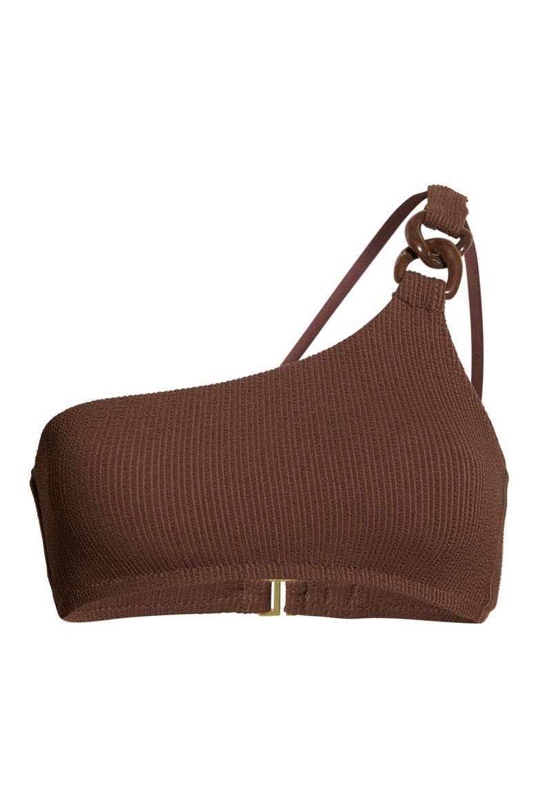 One Shoulder Ring Bikini Top, Alternate, color, ESPRESSO
