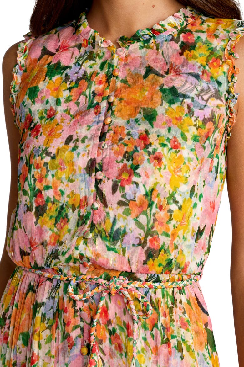 Multi Floral Tiered Ruffle Midi Dress, Alternate, color, Multi