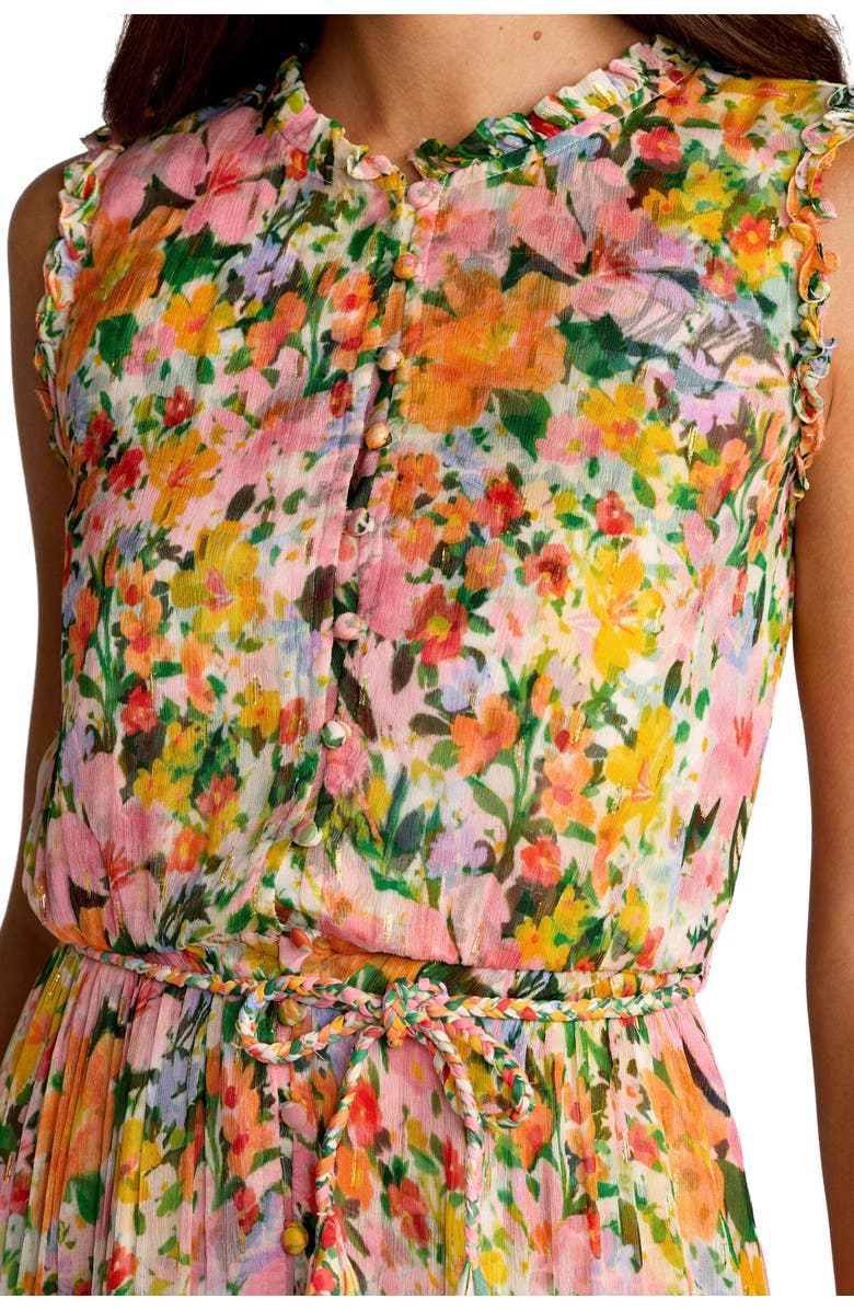 Mac Duggal Multi Floral Tiered Ruffle Midi Dress, Alternate, color, Multi