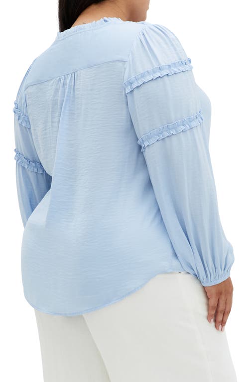 City Chic Drama Queen Ruffle Top In Sky