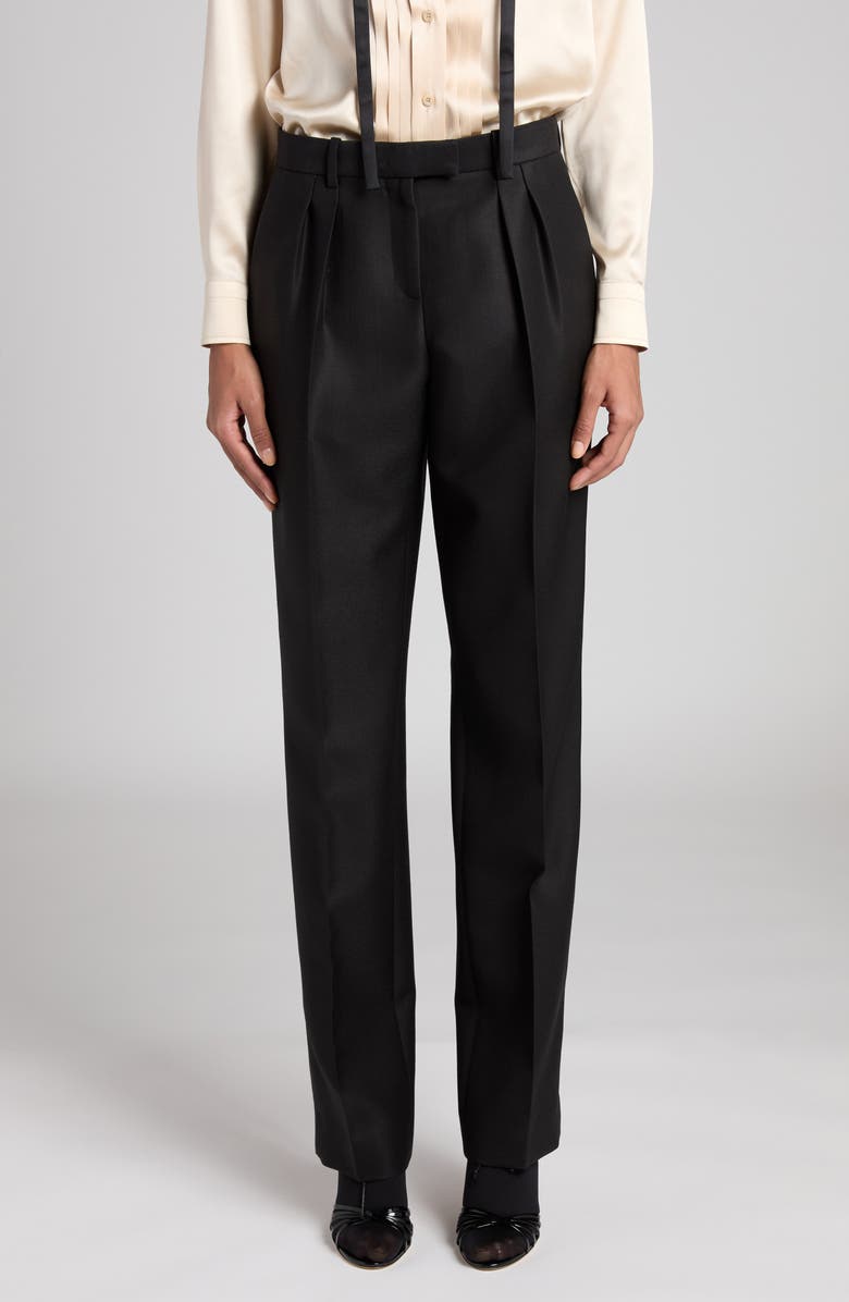 TOM FORD Pleated Wool, Mohair & Silk Twill Pants, Main, color, 