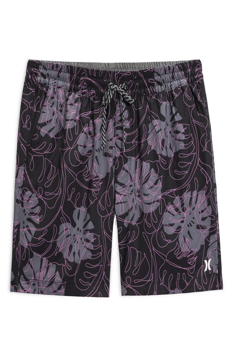 Hurley Leaf Volley Swim Trunks, Main, color, Black
