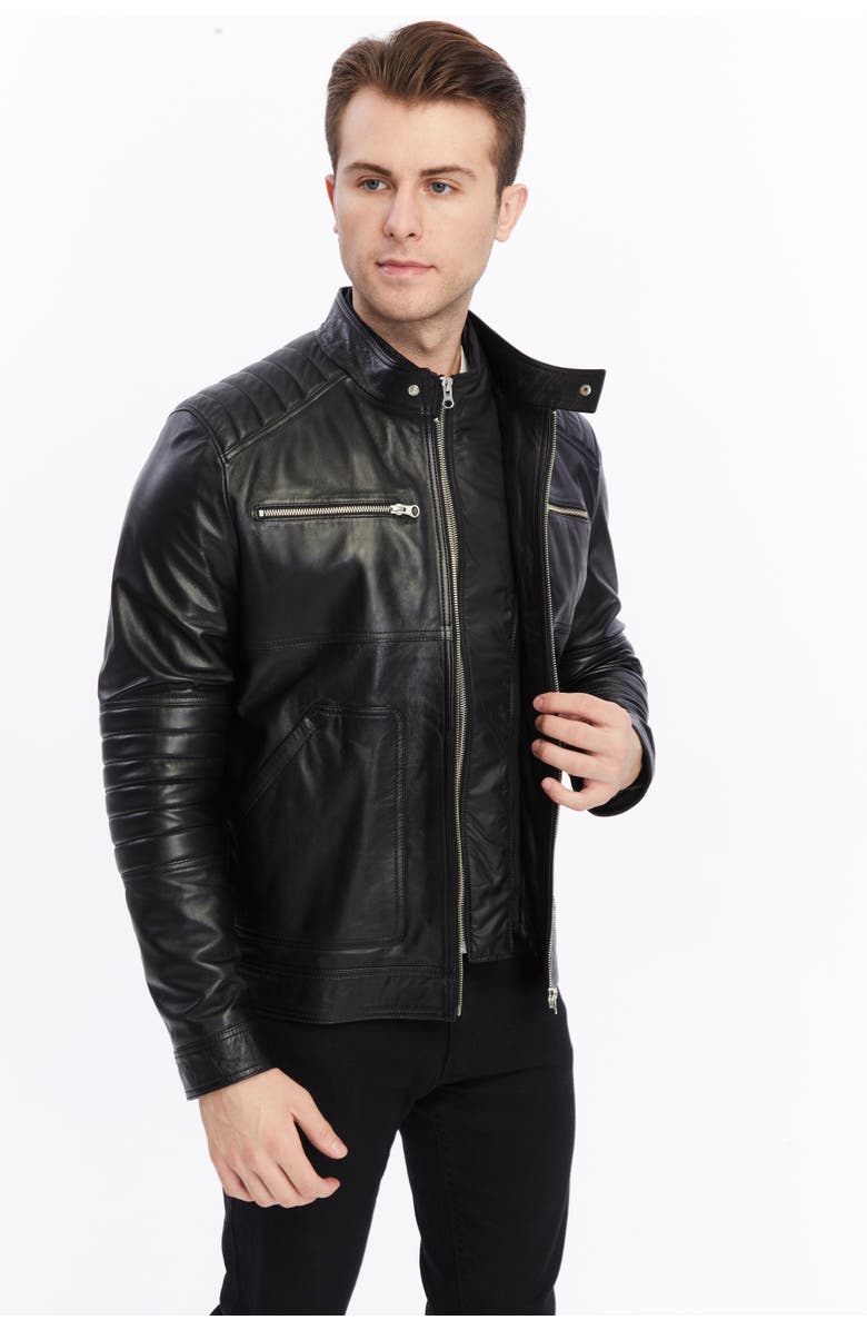 Furniq UK Henry Leather Jacket, Alternate, color, 