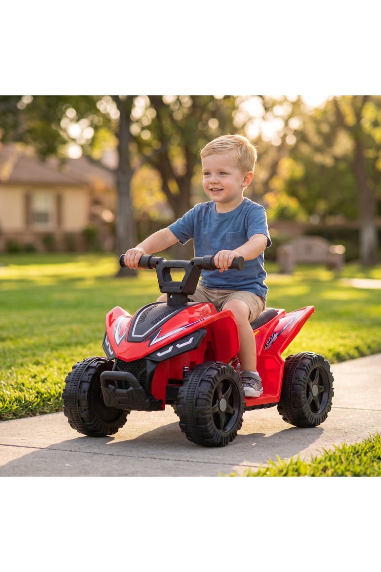 Kids ATV for Toddlers 1.5-4 Years, 6V Four Wheelers Kids Quad for 45Mins, Battery Powered with Handlebar Button, Alternate, color, Red