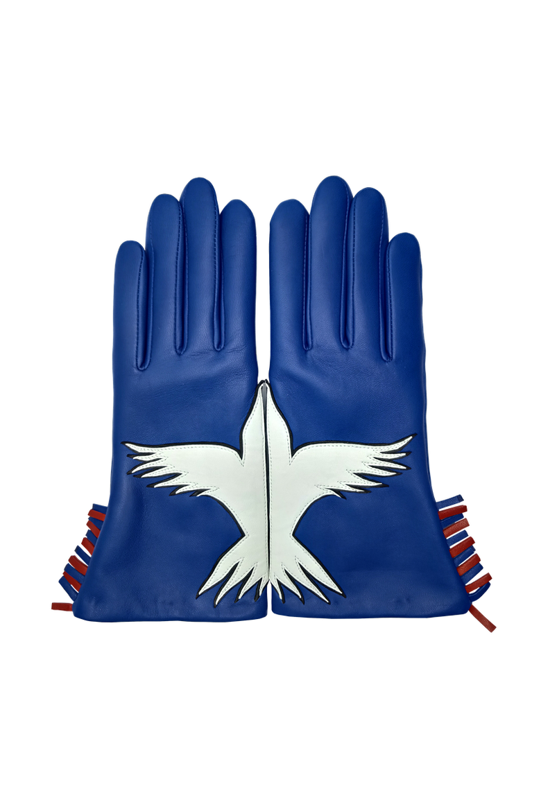 Freedom Lambskin Glove Lined in Silk with Bird Motif, Main, color, Gitane/Lumiere