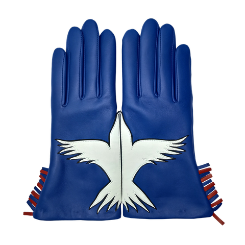 Freedom Lambskin Glove Lined in Silk with Bird Motif