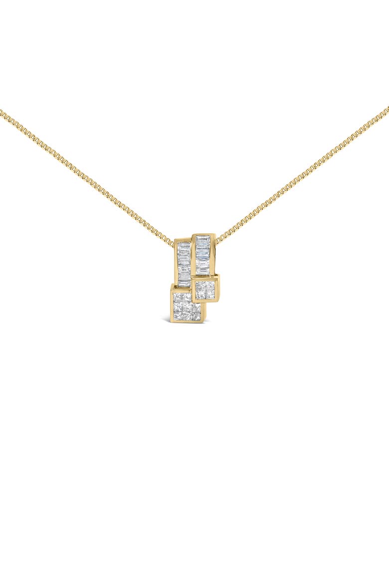 14K Yellow Gold 1 1/2 cttw Diamond Geometric Pendant Necklace, Main, color, Yellow