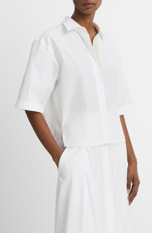 Vince Short Sleeve Collared Button Down Shirt In Optic White