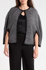 KARL LAGERFELD PARIS Knit Tweed Cape Shawl