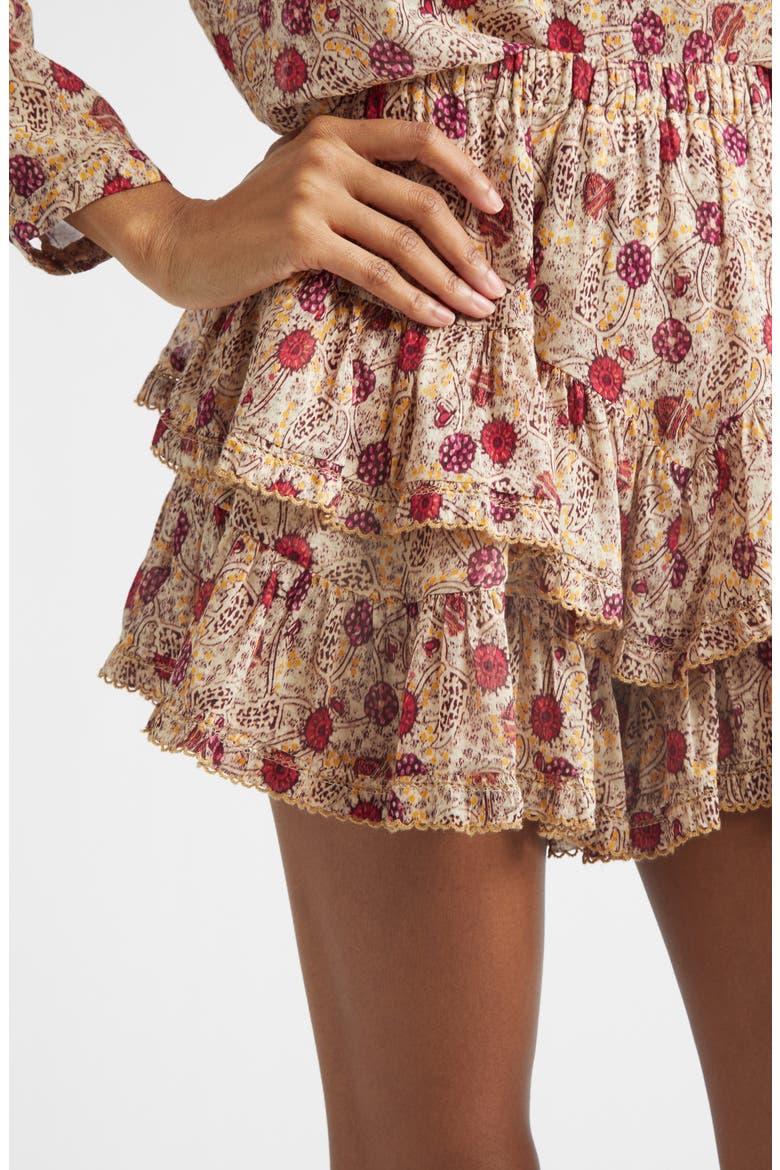 Jocadia Ruffle Cotton Miniskort, Alternate, color, ECRU/ RASPBERRY
