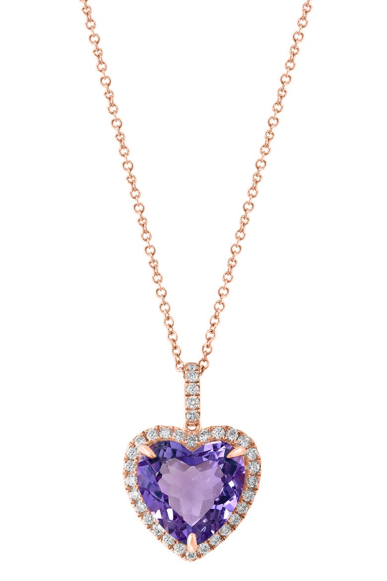 14K Rose Gold Diamond,Pink Amethyst Pendant, Main, color, Hematite and FW Blush Pearl