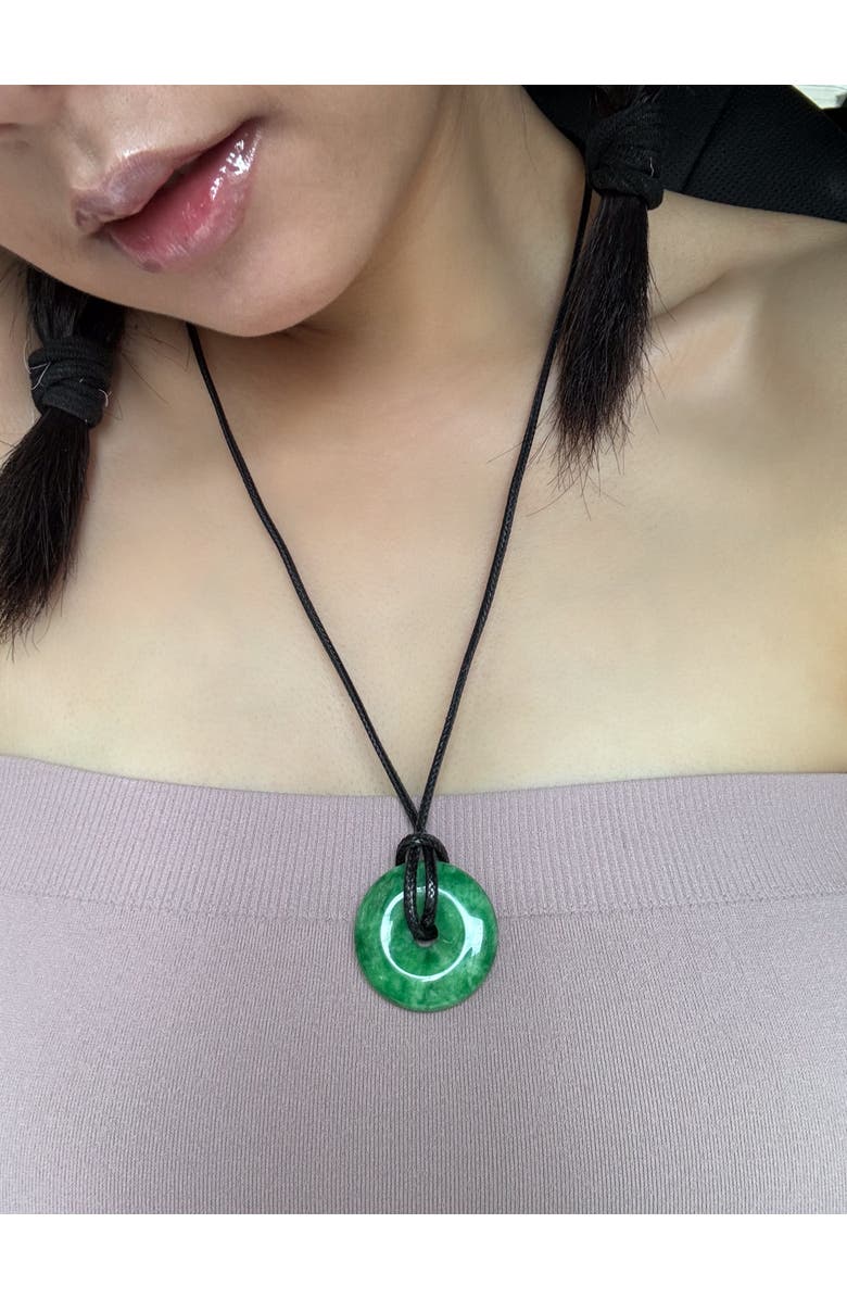 seree Medallion Green jade cord necklace, Alternate, color, Bright Green