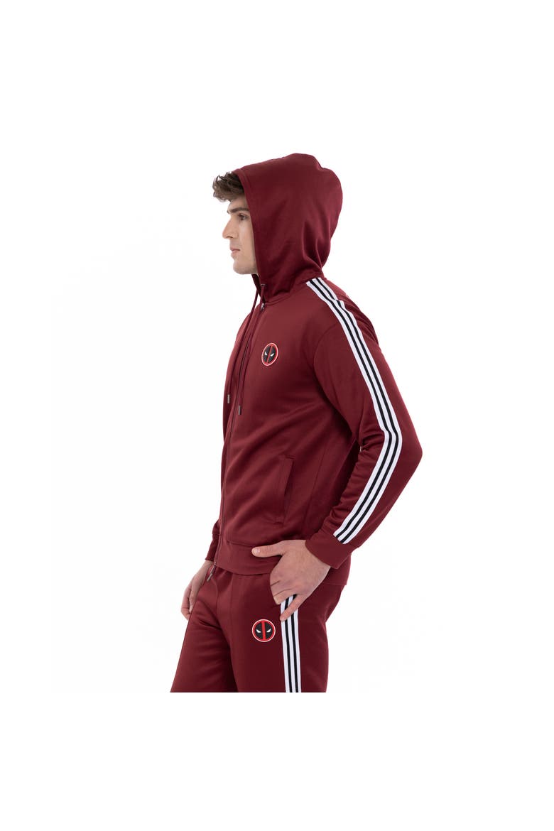 Deadpool & Wolverine Zip-Up Hooded Sweatshirt, Alternate, color, Cabernet Deadpool