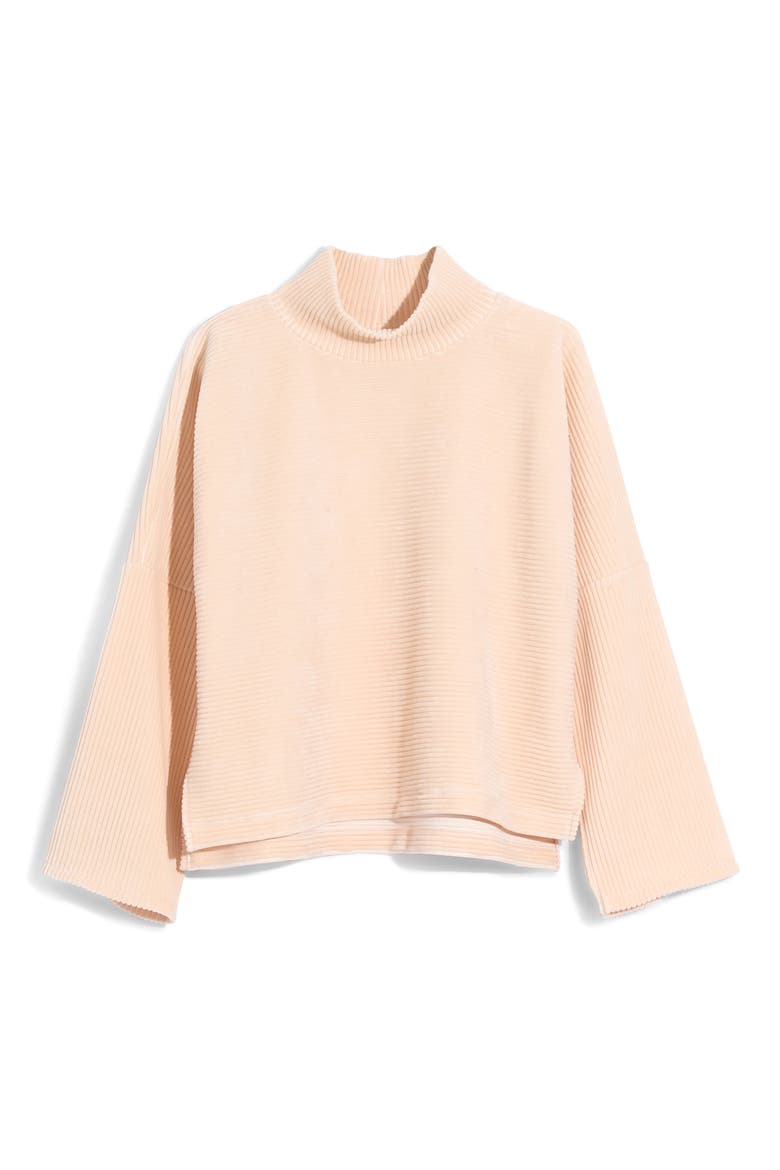 Texture & Thread Velour Corduroy Mock Neck Top, Alternate, color, ANTIQUE CREAM