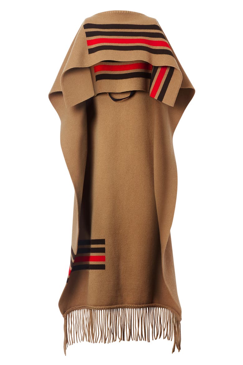 Stripe Wool & Cashmere Cape, Alternate, color, CAMEL