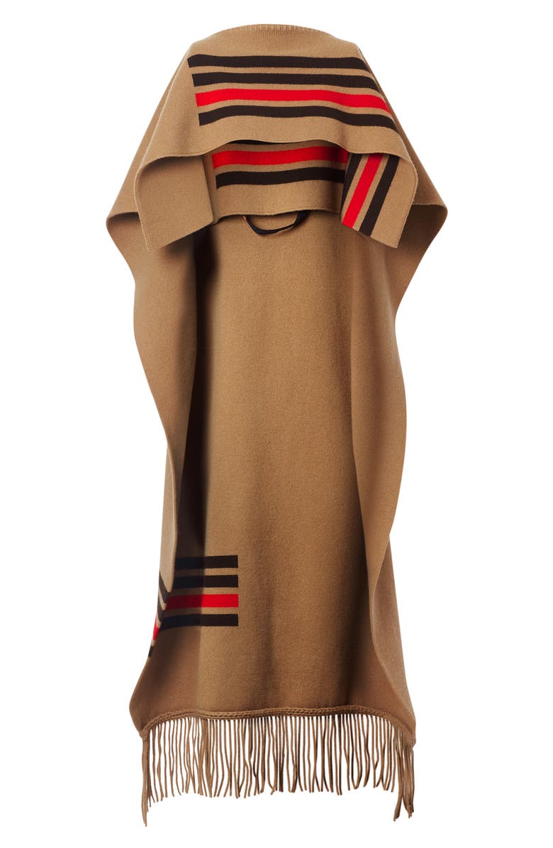 Burberry Stripe Wool & Cashmere Cape, Alternate, color,