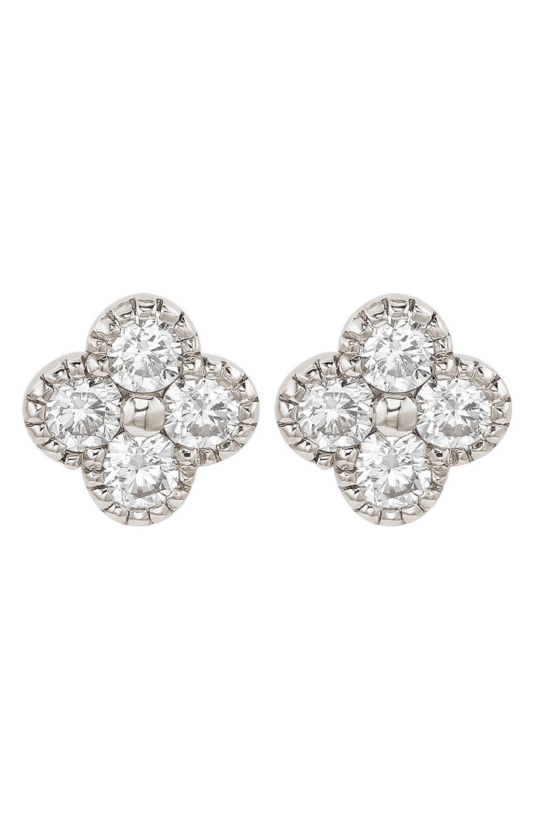 SUZY LEVIAN 14K Gold Diamond Clover Stud Earrings - 0.40ct., Main, color, 