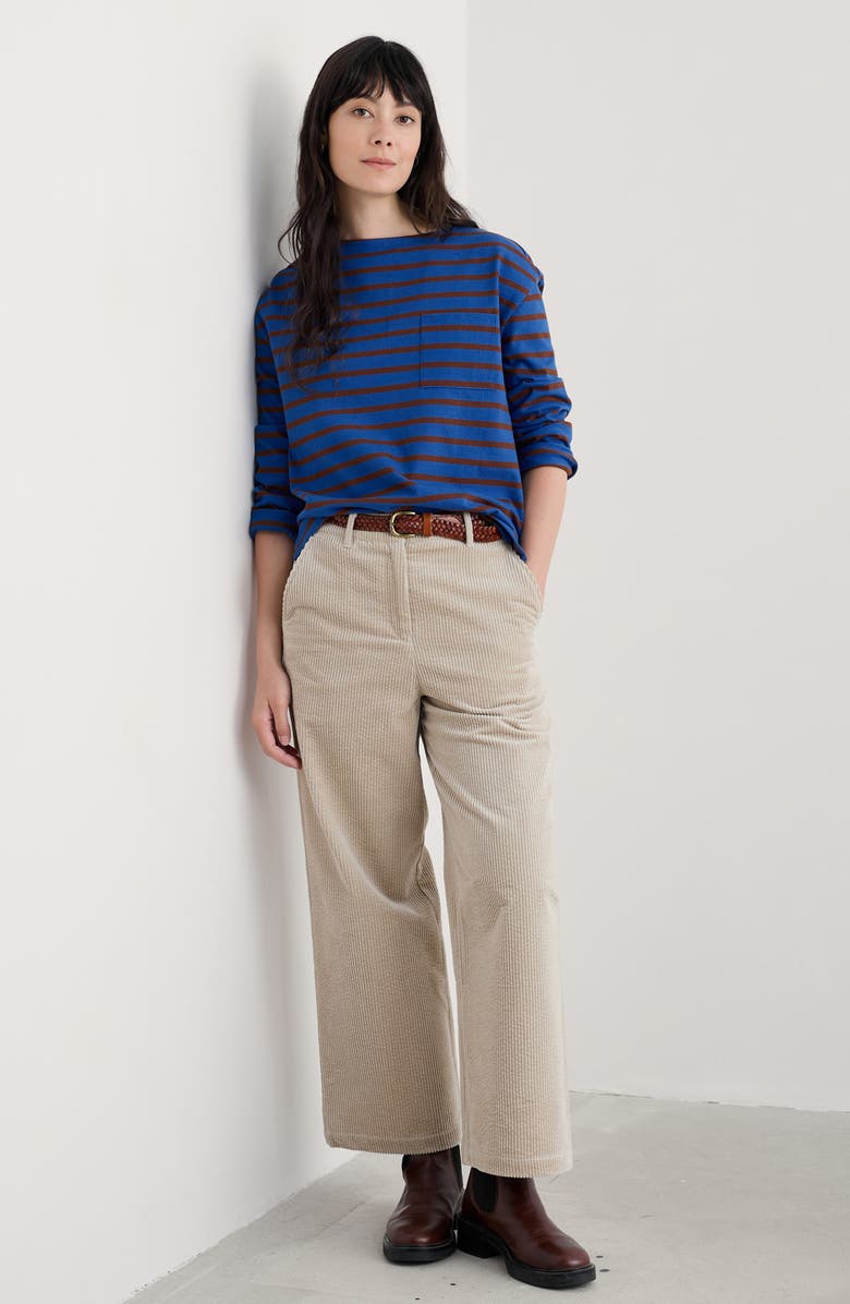 Seasalt Cornwall Beach Stripe Organic Cotton Boat Neck Top, Alternate, color, Breton Ink Cocoa