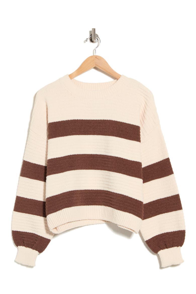 Striped Chenille Sweater, Alternate, color, NATURAL COMBO