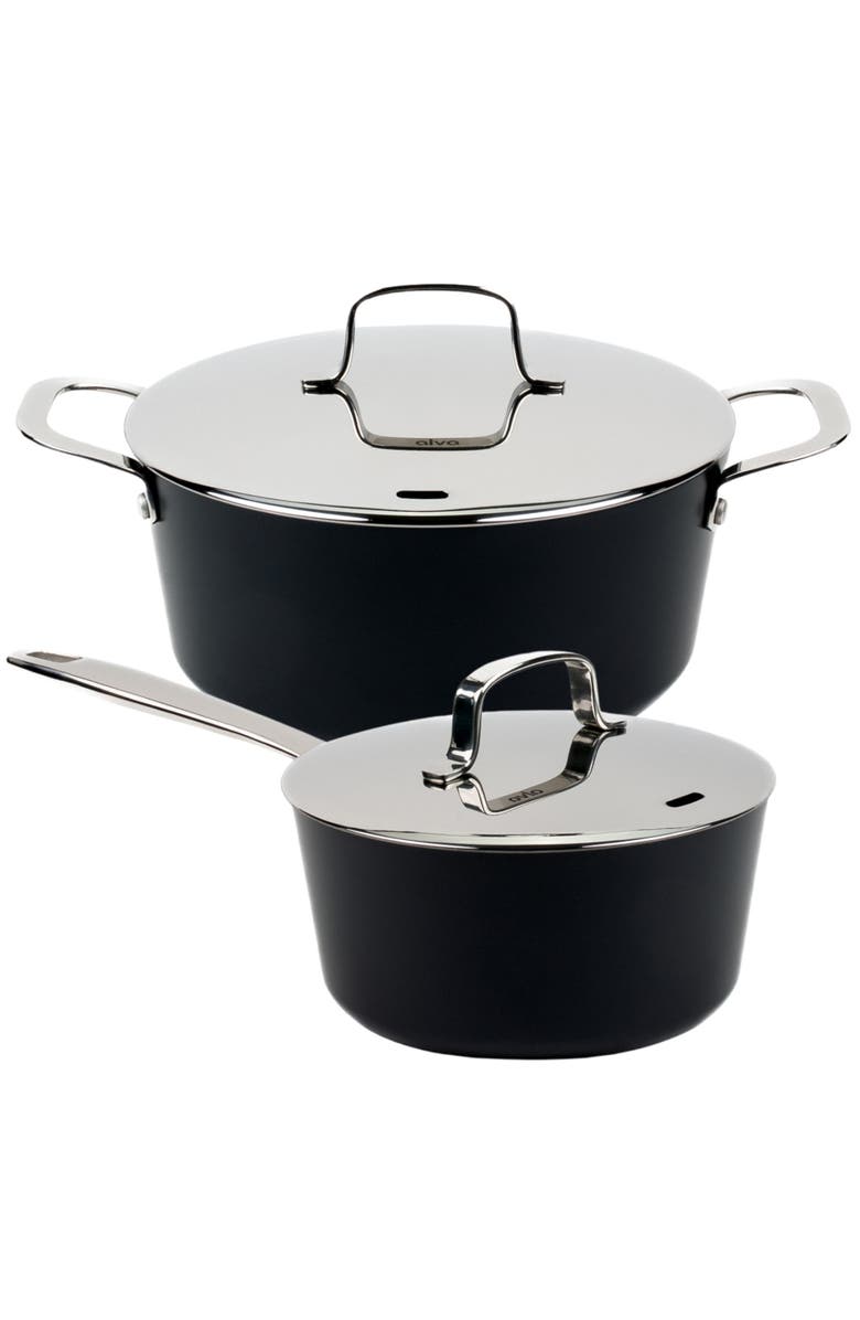 Alva Maestro 4.5-qt Ceramic Coated Nonstick Stock Pot 
2-qt Ceramic Nonstick Saucepan with Lid, Main, color, Black