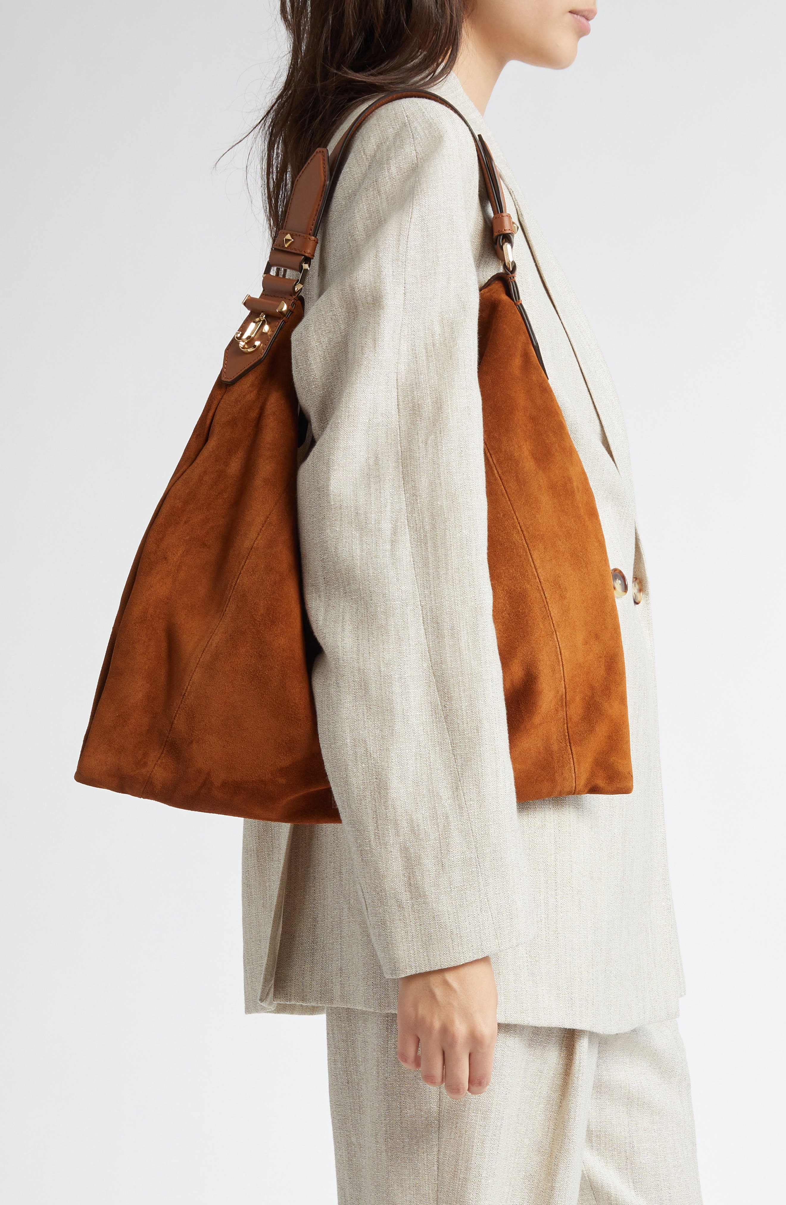 Ana Suede Hobo Bag, Alternate, color, TAN