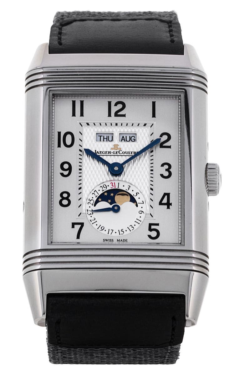 Watchfinder & Co. Jaeger-LeCoultre Preowned 2019 Reverso Grande Calendar Webbing Strap Watch, 30mm, Main, color,