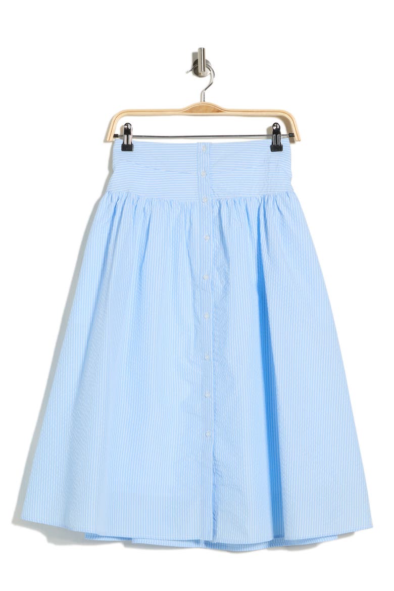 Seersucker Midi Skirt, Main, color, LIGHT BLUE/ WHITE STRIPE