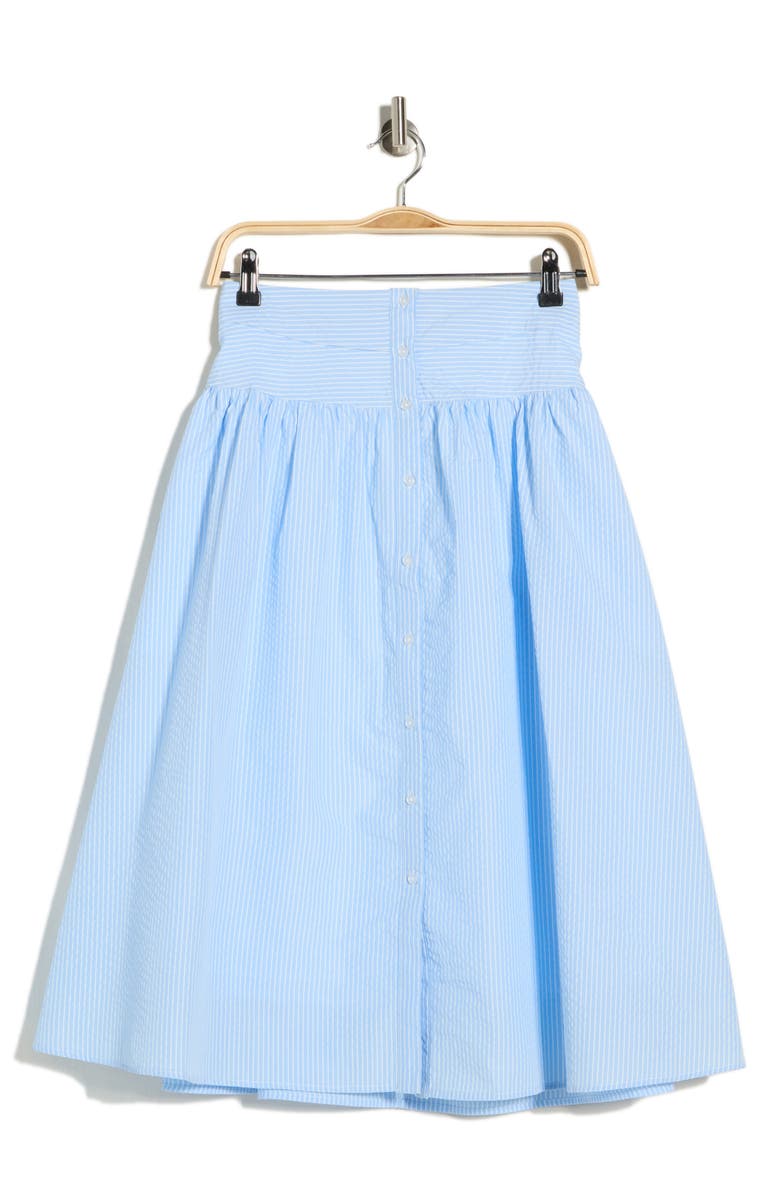 Nanette Lepore Seersucker Midi Skirt, Main, color, Light Blue/ White Stripe