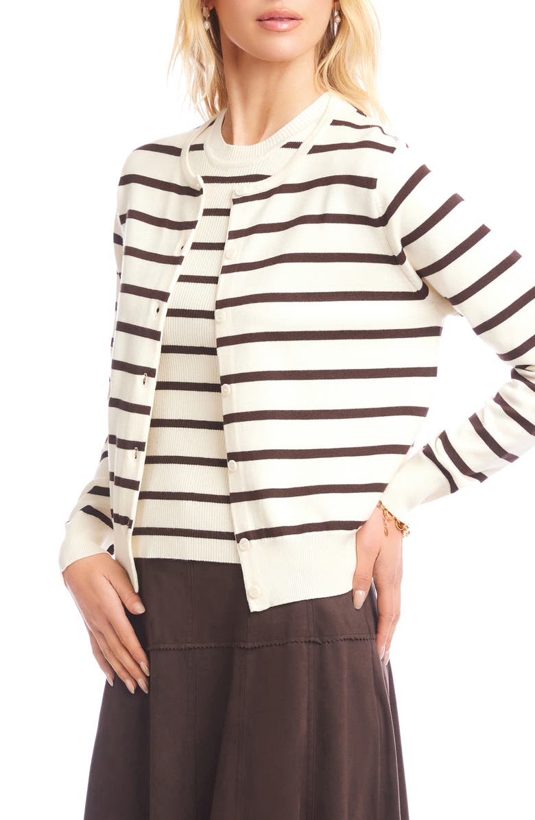 Karen Kane Stripe Cardigan, Alternate, color, Cream
